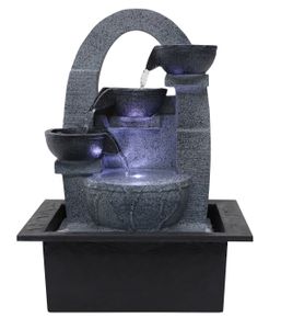 Dehner Zimmerbrunnen Skleda mit LED, 21 x 28 x 18.3 cm, Polyresin, dunkelgrau/grau
