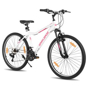 HILAND BAMCBASE 26 Zoll Mountainbike für Damen Herren, MTB mit 21 Gang Shimano, Federgabel, Weiß