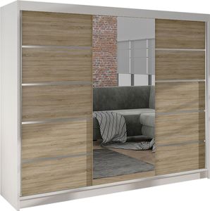 Mirjan24 Schiebetürenschrank  Derby VI, Kleiderschrank, Stilvoll Schlafzimmer Garderobenschrank (Farbe: Weiß / Sonoma Eiche)