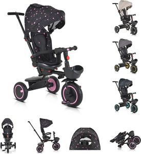 Byox Dreirad Tricycle Orion faltbar, PolyurethanReifen, drehbarer Sitz, Schiebestange rosa