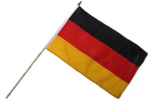Fahne Flagge Deutschland 30x45cm doppelt umsäumt mit 60cm Holzstab Handfahne Stockflagge Banner Fan Sport