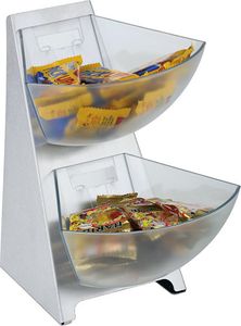 APS Multi Rack, 2-stufig, 3-teilig: 1 Gestell matt poliert mit 2 Schütten aus transparent gefrostetem Kunststoff, je ca. 1 Liter Volumen, Portionsschütte, Portionsspender, Dippenser, 27 cm Höhe