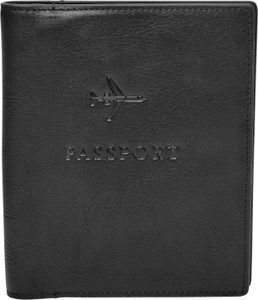 FOSSIL Leder Ausweisetui Geldbörse Passport Case Black schwarz