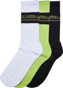 Urban Classics TB6546 | Loading Socks 3-Pack Tenisové ponožky - Farba: biela/čierna/mrazivožltá - Veľkosť: 47-50
