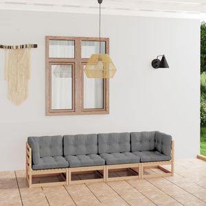 Prolenta Premium  4-Sitzer-Gartensofa mit Kissen Kiefer Massivholz