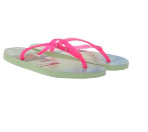 havaianas Slim Paisage Zehen-Trenner mit Strand-Motiv Sommer-Schuhe Pink/Blau, Größe:43/44