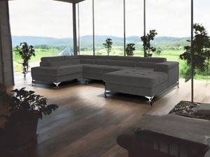 Narożnik z funkcją spania RADUS w kształcie litery U, sofa z funkcją spania narożnik, sofa rozkładana do salonu, sofa z funkcją spania ciemnoszara