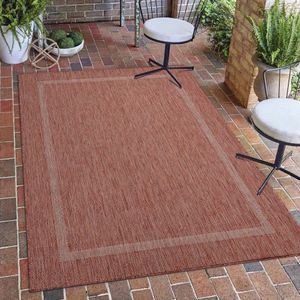 Carpetsale24 In- & Outdoor Teppich - Wetterfestes Flachgewebe in Sisal-Optik mit Bordüre, Küchenteppich, Terrasse, Wohnzimmer & mehr Grösse 160x230 cm