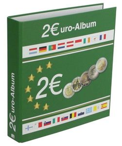 Münzensammelalbum für alle 2 Euromünzen. Für 80 Münzen
