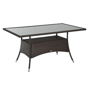 Outsunny Gartentisch Glastisch Esstisch Gartenmöbel Tisch Metall 150x85x74cm