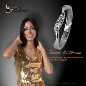 GoldDream Gold Ring 8 Karat Zirkonia weiß Welle Gr.56 333er Weißgold GDR501J56