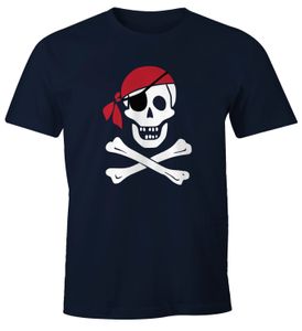 Herren T-Shirt Pirat Skull Jolly Roger Bandana Fasching Fun-Shirt Moonworks®  XXL