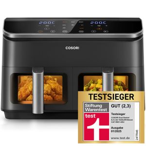 Cosori Dual Basket, Heißluftfritteuse, 2 Kammern, 8,5 Liter XXL Airfryer, 8 in 1 Funktionen, Sichtfenster, 50+Online Rezepte Cosori Dual Basket, Heißluftfritteuse, 2 Kammern, 8,5 Liter XXL Airfryer, 8 in 1 Funktionen, Sichtfenster, 50+Online Rezepte