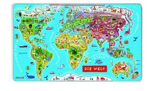 JANOD Magnet Puzzle Weltkarte Deutsch 92 Teile Kinderpuzzle Spielzeug