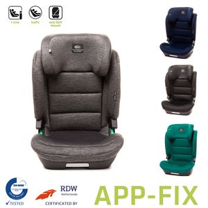 Kindersitz APP-FIX 100-150CM I-SIZE 15-36kg Norm ECE R129, 3 - 12 Jahre, Isofix Seitenprotektoren, Zusätzlicher Kopfschutz, Neigungsverstellung Farbe: Grau