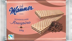 Čokoládové oblátky Manner Knuspino s čokoládovou krémovou náplňou 110g