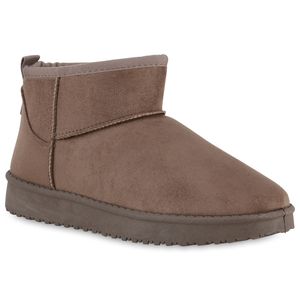 VAN HILL Damen Warm Gefütterte Winter Boots Bequeme Profil-Sohle Schuhe 840658, Farbe: Taupe, Größe: 39
