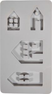Rayher Silikon Gießform Lichthäuser, 14,5x26x1,7cm, 4 Formen, Box 1Stück