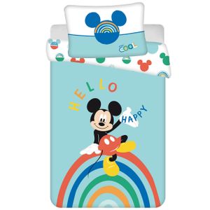 Disney Mickey Mouse BABY Bettbezug, Regenbogen - 100 x 135 / 40 x 60 cm - Baumwolle