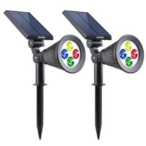 2 vodotesné solárne reflektory na vonkajšie použitie, 4 farebné LED diódy - 200 lm - otočná hlava pri 90 °C