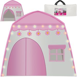 Kinderzelt Spielzelt Spielhaus Zelthaus Schloss Kinder LED-Lampen für Rollenspipele Pyjama-Party Rosa 23472