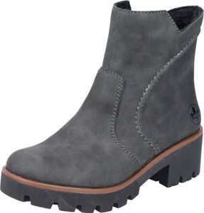 Rieker Damen Stiefelette Profilsohle Blockabsatz Warmfutter 79261, Größe:40 EU, Farbe:Grau