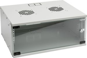 HMF 65704-07 Serverschrank 19 Zoll, 4 HE, Netzwerkschrank, 51 x 40 x 22,5 cm, Lichtgrau
