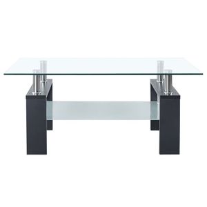 vidaXL Couchtisch Grau Transparent 95x55x40 cm Hartglas