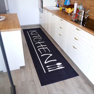 Küchenläufer Waschbarer Teppich Kitchen Design Schwarz M3040 - 80x200 cm