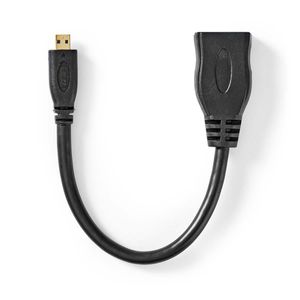 Nedis High Speed ​​HDMI ™ Kabel mit Ethernet | HDMI™ Micro Stecker | HDMI™ Ausgang | 4K@30Hz | 10.2 Gbps | 0.20 m | rund | PVC | Schwarz | Plastikbeutel NE550670039