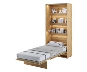 Furniture24 Schrankbett Bed Concept, Wandklappbett mit Lattenrost, V-Bett, Wandbett Bettschrank Schrank mit integriertem Klappbett Funktionsbett BC-03, 90 x 200 cm, Artisan Eiche, Vertical