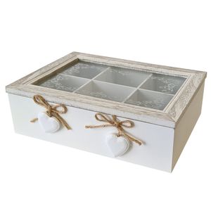 Aufbewahrungsbox 'Herz' mit Sichtfenster 22x18x7cm Weiß Vintage-Stil