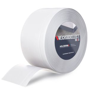 HOLZBRINK Weichsockelleiste Weiß Knickleiste ohne Klebestreifen, Material: PVC, 100x25mm, 10 Meter