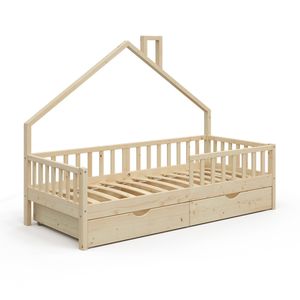 Domová posteľ Livinity® Noemi, 90x200 cm s 2 zásuvkami, prírodné drevo