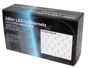 LED svetelná sieť 3x3 m - Teplá biela   Počet LED diód:  240, Farba LED diód:  Teplá biela, Farba kábla:  Zelená, Napájanie:  Elektrické 230V, Použitie:  Vonkajšie / vnútorné