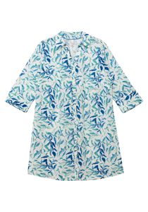 sheego Damen Große Größen Longbluse mit Blätterdruck, aus Baumwolle Hemdbluse Citywear feminin - gemustert