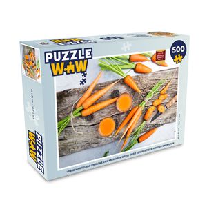 MuchoWow® Puzzle 500 Teile Frischer Karottensaft und roheKarotten auf einem rustikalen Holzbrettchen - 500 Teile - Kinder - Selberbauen - Puzzlespiele
