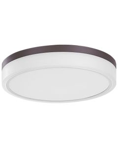 BELIANI LED Deckenleuchte Weiß und Braun Metall Acryl Rund Flach Warmweiß Modern Unterputzmontage für Wohnzimmer Küche Bad Schlafzimmer Esszimmer Flur