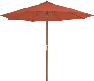 vidaXL Sonnenschirm mit Holz-Mast 300 cm Terrakotta