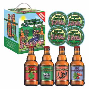 4er Bierwürfel Geburtstag mit 4 Sammler-Bierdeckel