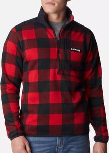 Columbia Herren Midlayer Half Zip Fleecepullover Sweater Weather™ II Half Zip, Farbe:Rot, Größe:M, Artikel:-613 mountain / red check