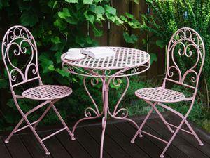 BELIANI Zahradní stůl růžový kovový kulatý balkon terasa zahradní romantický dekorativní zahrada terasa