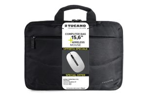 Tucano Bundle - Idea Slim Notebook / Tablet Tasche für 15 Zoll + Kabellose Maus, Schwarz