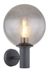 Globo Lighting Außenleuchte Edelstahl, Aluminium anthrazit, Glas, Richtung Lichtschein: aufwärts, IP44, ø: 250mm, H: 370mm, AL: 265mm, exkl. 1x E27 LED 15W 230V