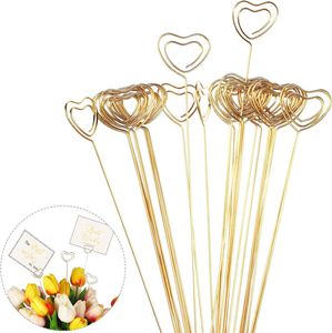 INF 20er-Pack herzförmige Blumen-Tischkartenhalter für Blumenarrangements Gold