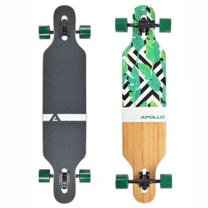 Apollo Longboard "Flores" Twin Tip DT Komplettboard 99,5 x 22 cm 6 Lagen Holzdeck (Bottom Bambus)