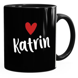 Kaffeetasse mit Namen und Herz personalisierbares Motiv individuelles Geschenk Liebe beste Freundin SpecialMe® schwarz Keramik-Tasse