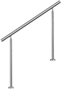 NAIZY Edelstahl Handlauf Geländer mit 2 Pfosten für Brüstung Treppen Balkon (120 cm, ohne Querstreben)