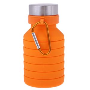 20oZ Tragbare Zusammenklappbare Wasserflasche Silikon Faltbare Sportreiseflasche Farbe Orange