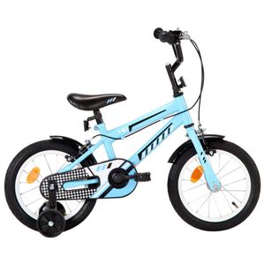 detský bicykel vidaXL 14 palcov čierno-modrý